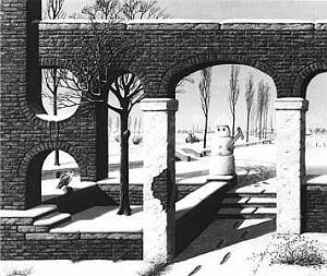 Double Guarded Gateway to the Wintery Arcadia (Acrylic on canvas, 1983)