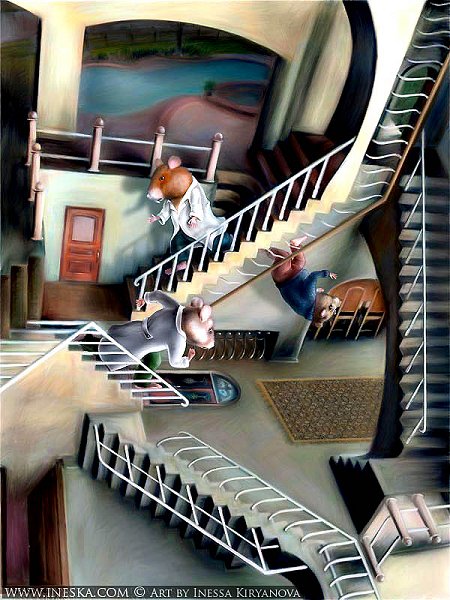 Hamsters in Escher's Relativity