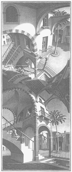 М.К. Эшер "Вверху и внизу" (M.C. Escher "High and Low")