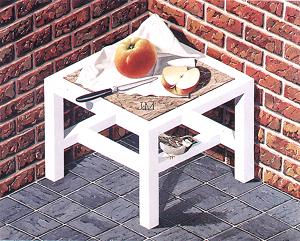 Stilleven met appelen op een zeldzame tafel