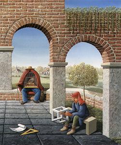 De Denker van Escher geobserveed door de therapeut van Magritte