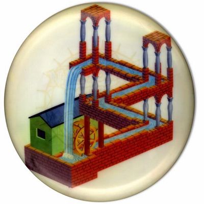 Flying disc with Escher's Waterfall