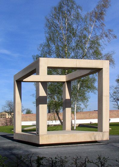 Impossible cube sculpture