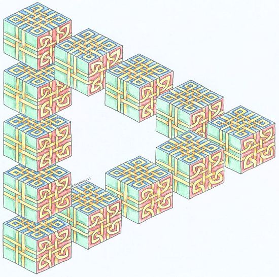 Knotwork blocks illusion