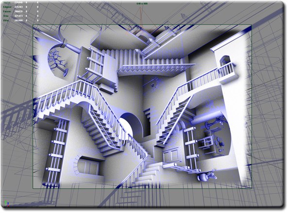 3D model of Escher's Relativity