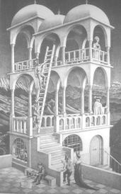 M. C. Escher "Belvedere" (Click for view larger version)