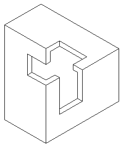 Вращающийся куб с невозможным отверстием, вырезанным на углу
